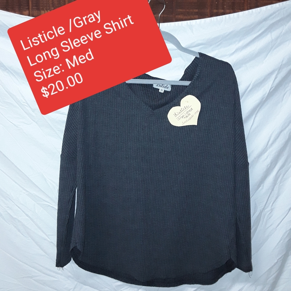 Listicle Black grey long Sleeve Shirt